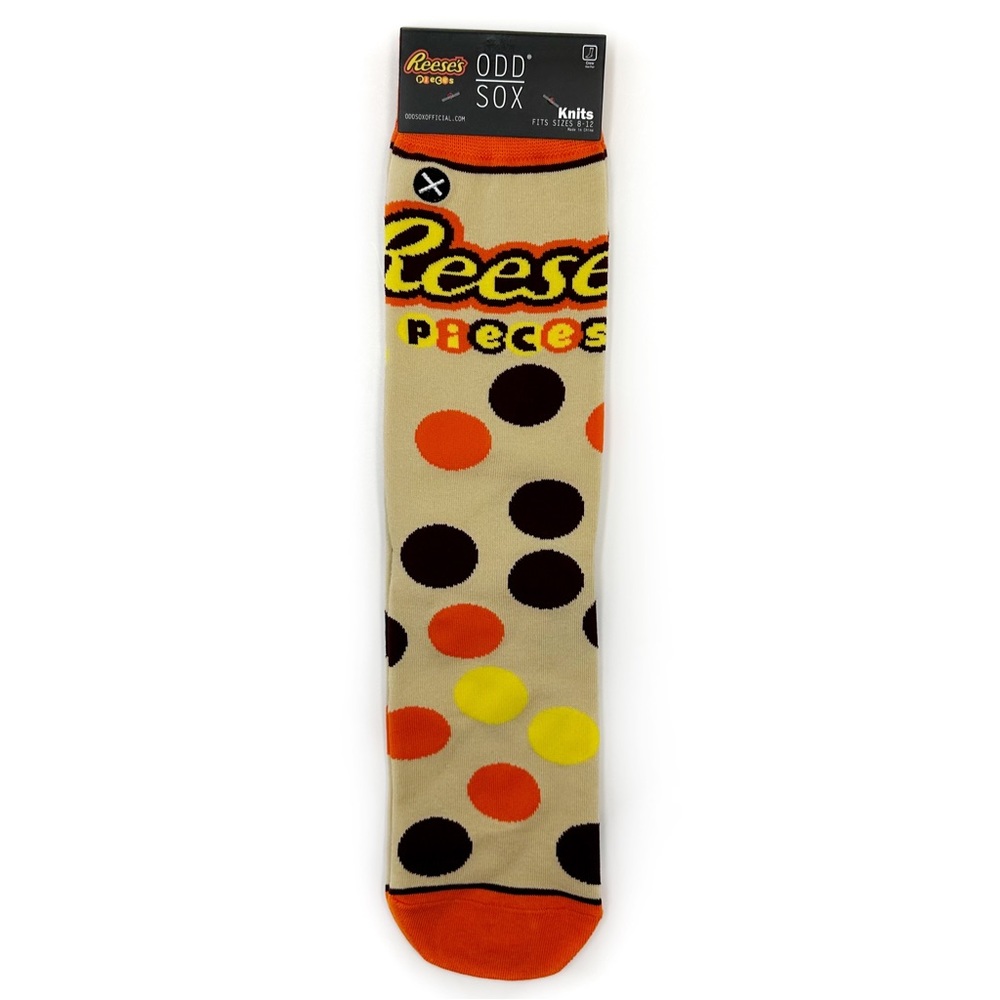 Odd Sox Reese’s Pieces Peanut Butter Candy Crew Socks Mens Womens Polka Dot Gift
